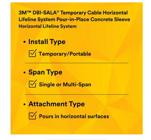 3M DBI-SALA SecuraSpan Pour-in-Place HLL Concrete Sleeve 7400201 from GME Supply